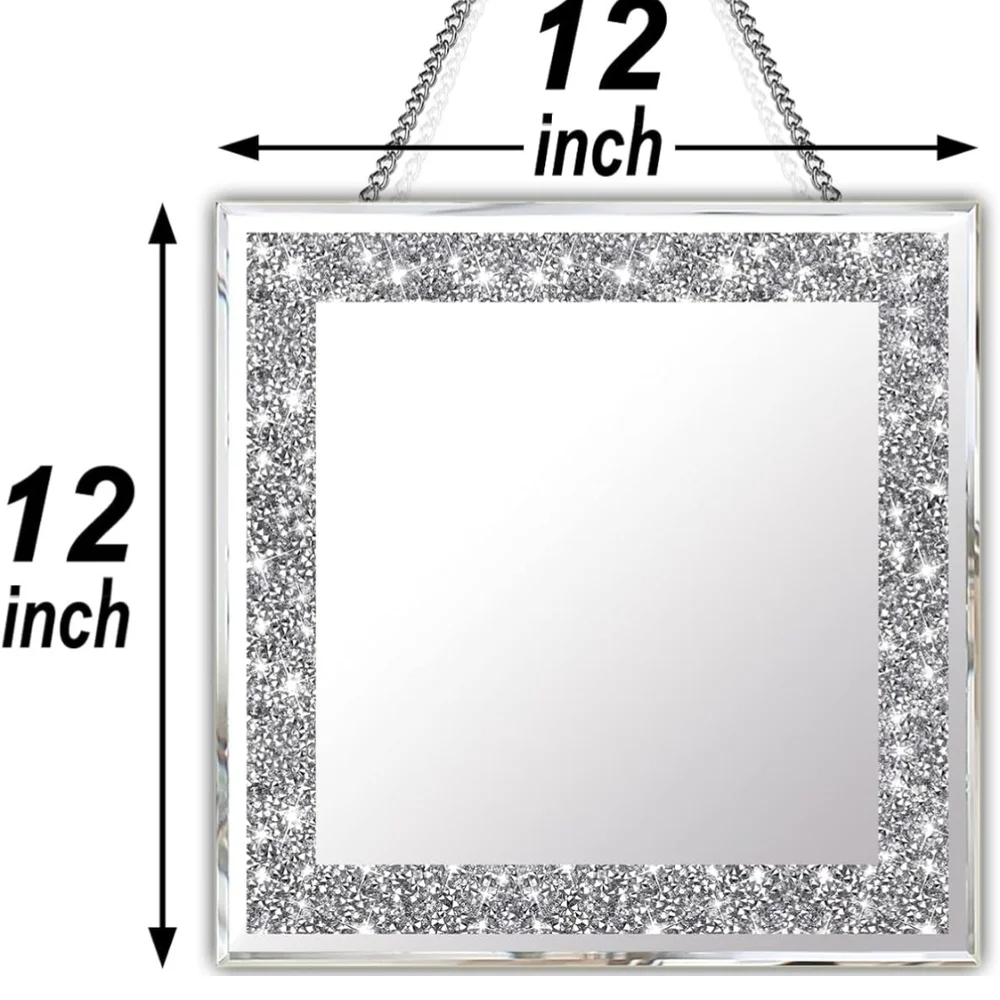 Silver (12”x12”) Crush Diamond Decorative Wall Mirrors 2 Piece Set